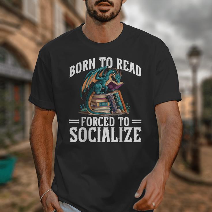 Born To Read Forced To Socialize Dragon Books Reading Unisex T-Shirt Born To Read Forced To Socialize Dragon Books Reading Unisex T-Shirt