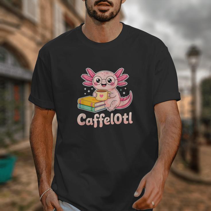 Caffelotl Cute Axolotl Pun Coffee Book Lover Kawaii Humor Unisex T-Shirt