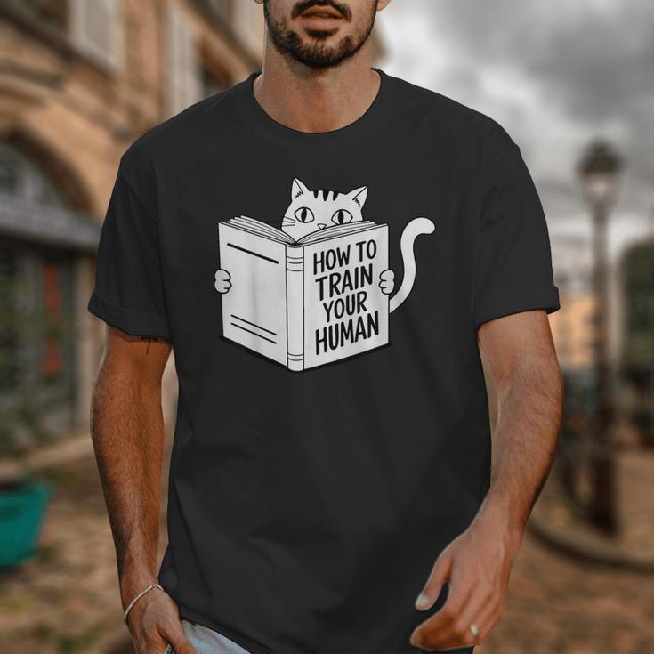 Cat Book Humor How To Train Your Human Unisex T-Shirt