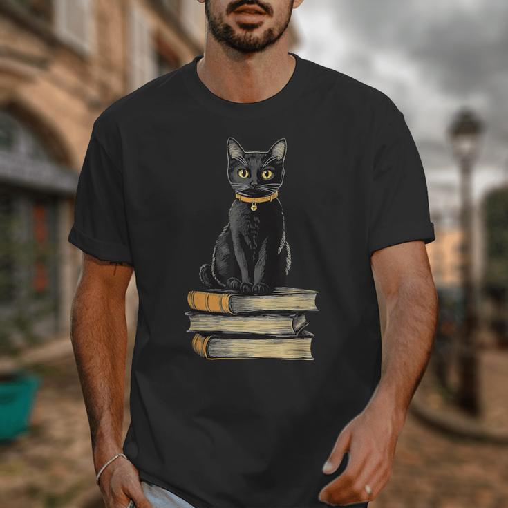 Cat Sitting On Books Unisex T-Shirt Cat Sitting On Books Unisex T-Shirt