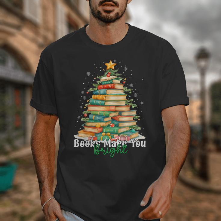 Christmas Books Make You Bright Librarian Teacher Book Lover Unisex T-Shirt