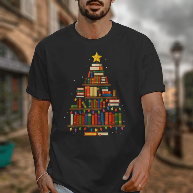 Christmas Tree Bookshelf Book Lover Library Men Women Kids Unisex T-Shirt