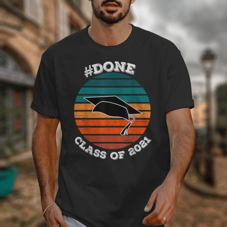 Class Of 2021 Done Senior Graduation Retro Sunset Unisex T-Shirt