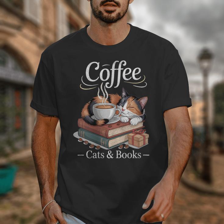 Coffee Cats And Books Cozy Calico Reader Love Cute Cat Unisex T-Shirt