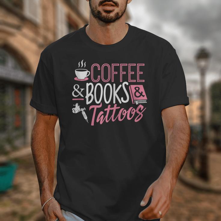 Coffee Lover Shirt Coffee And Books And Tattoos Men Women Unisex T-Shirt