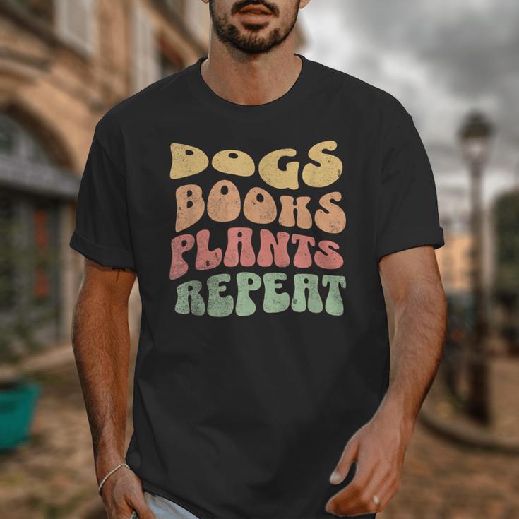 Colorful Dogs Books Plants Repeat Unisex T-Shirt