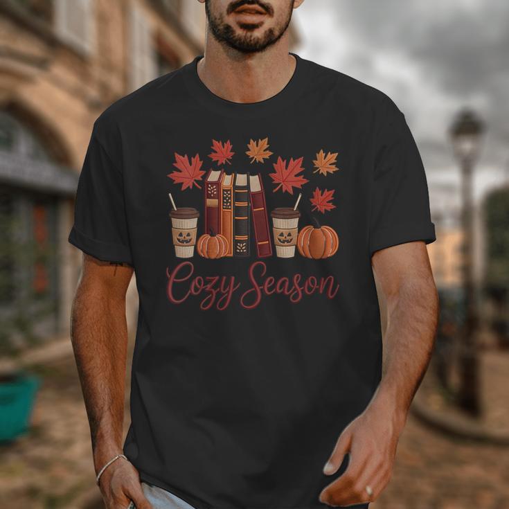 Cozy Season Autumn Leaves Books Pumpkins Fall Halloween Unisex T-Shirt Cozy Season Autumn Leaves Books Pumpkins Fall Halloween Unisex T-Shirt