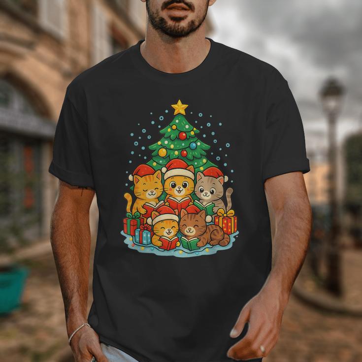 Cute Cats Reading Books Christmas Tree Unisex T-Shirt