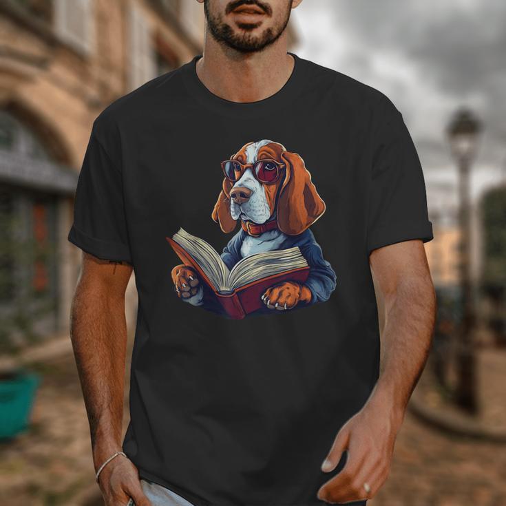 Cute Dog Basset Hound Reading Book Unisex T-Shirt