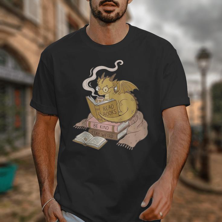 Cute Dragon Be Kind Stay Weird Read Books Unisex T-Shirt