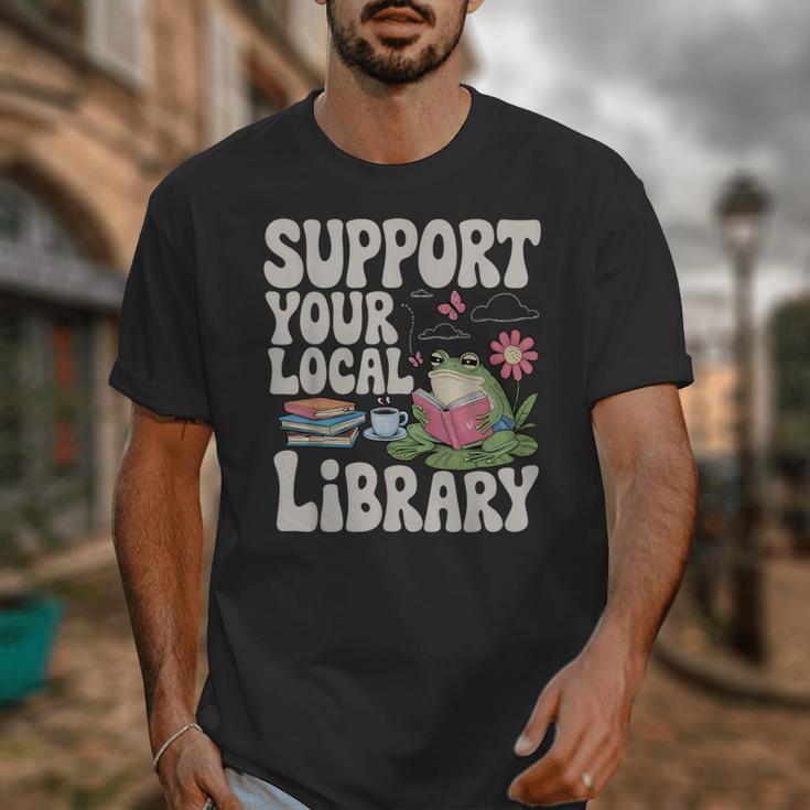Cute Frog Support Your Local Library Librarian Book Lover Unisex T-Shirt Cute Frog Support Your Local Library Librarian Book Lover Unisex T-Shirt