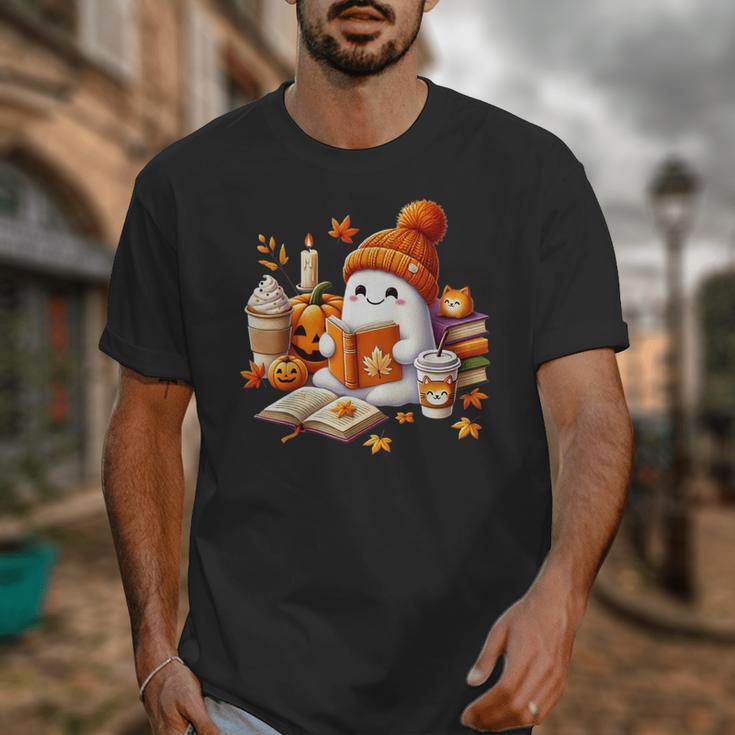 Cute Ghost Reading Book Lovers Halloween Pumpkin Women Girls Unisex T-Shirt Cute Ghost Reading Book Lovers Halloween Pumpkin Women Girls Unisex T-Shirt