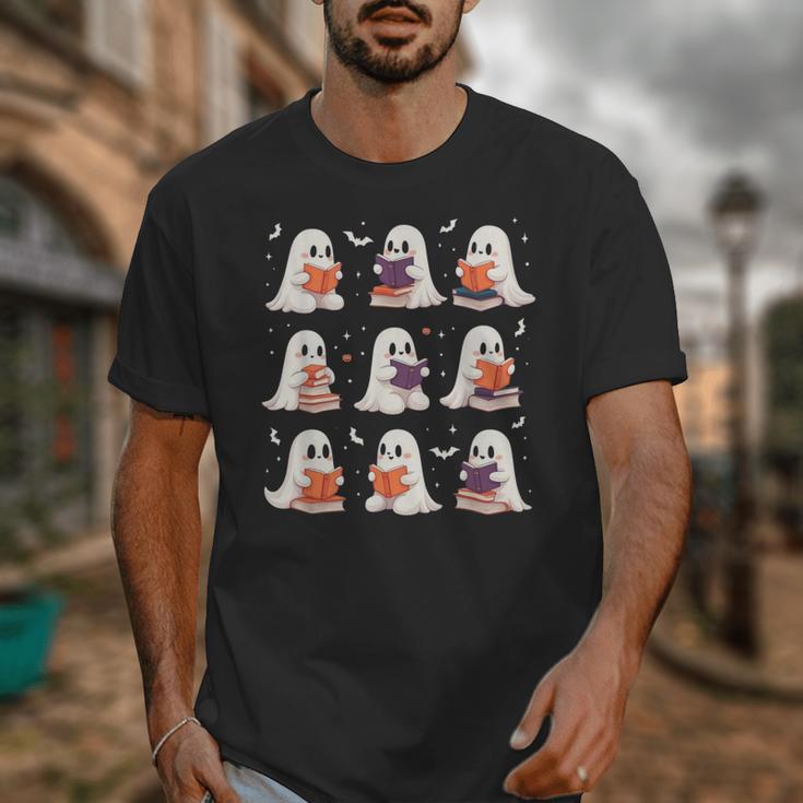 Cute Ghost Reading Book Lovers Halloween Ghost Unisex T-Shirt