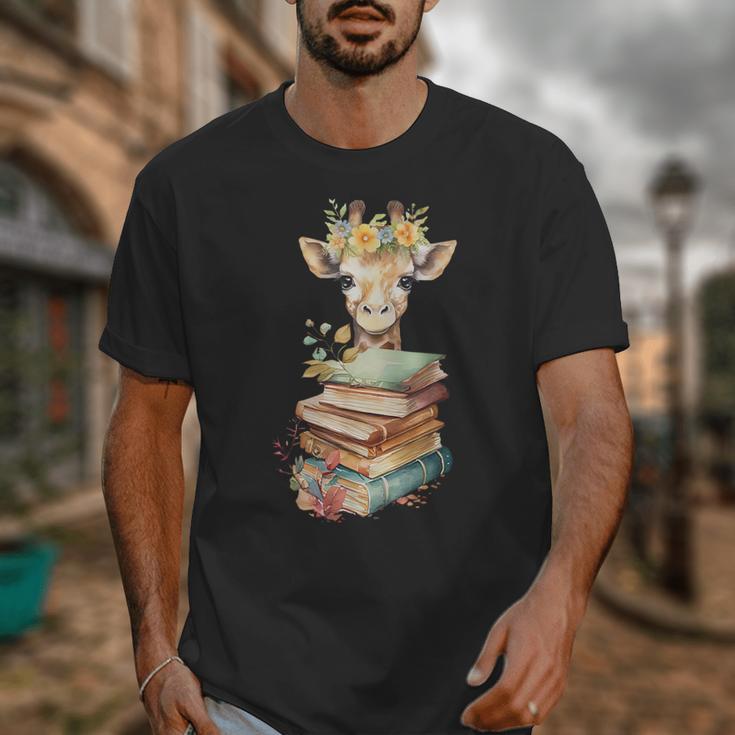 Cute Giraffe With Book Floral Bookworm Librarian Book Lover Unisex T-Shirt Cute Giraffe With Book Floral Bookworm Librarian Book Lover Unisex T-Shirt