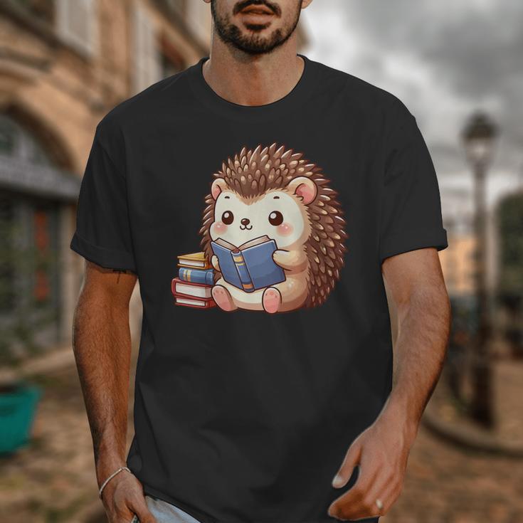 Cute Hedgehog Book Lover Readers Animal Reading Unisex T-Shirt