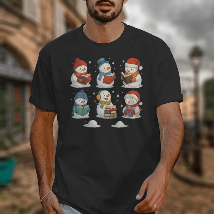 Cute Snowman Reading Books Christmas Winter Book Lover Unisex T-Shirt Cute Snowman Reading Books Christmas Winter Book Lover Unisex T-Shirt