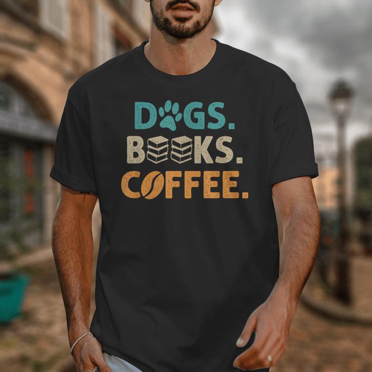 Dogs Books Coffee Reading Book Lover Unisex T-Shirt
