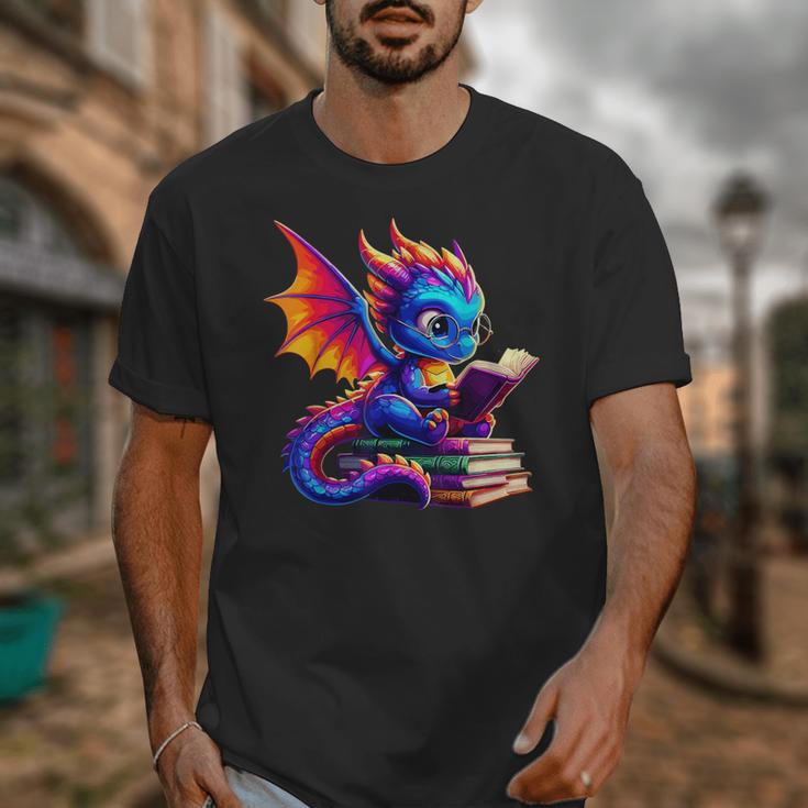 Dragon Reading a Book Bookworm Book Lover Unisex T-Shirt Dragon Reading a Book Bookworm Book Lover Unisex T-Shirt