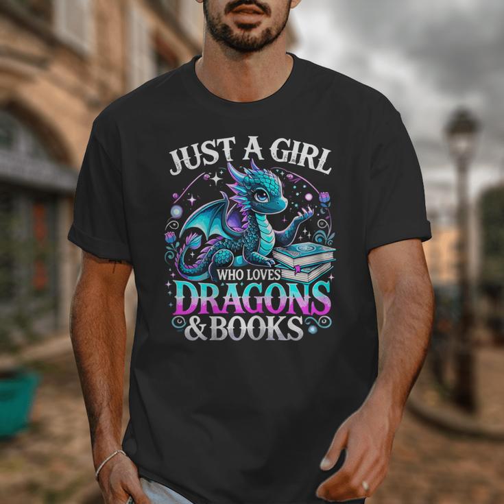 Dragon Reading Just A Girl Who Loves Dragons And Books Unisex T-Shirt