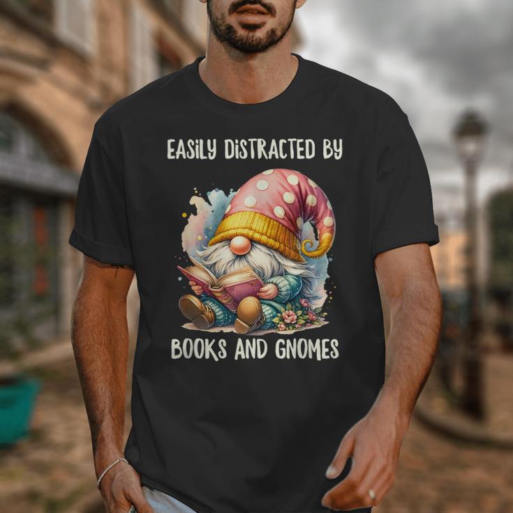 Easily Distracted By Books And Gnomes Book Reading Gnome Unisex T-Shirt