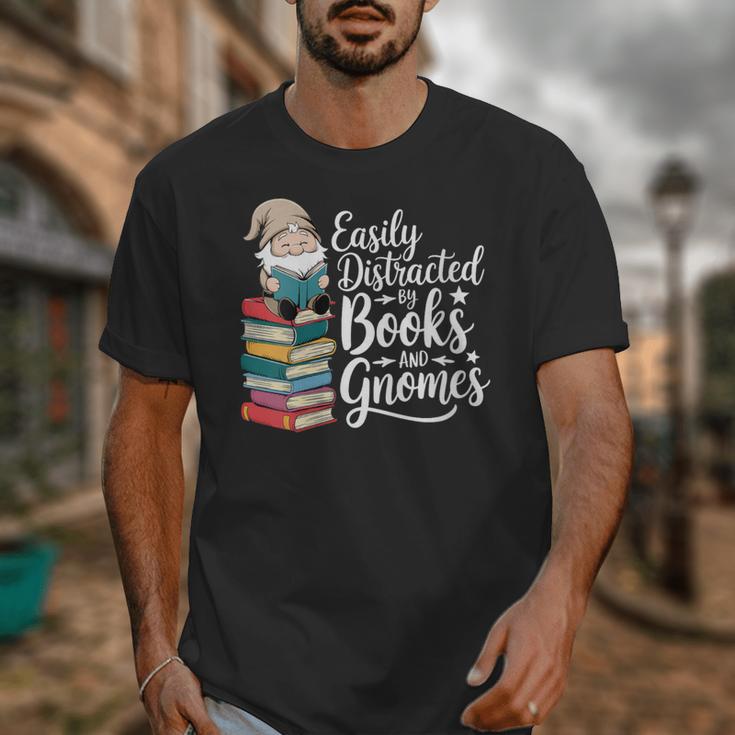 Easily Distracted By Books And Gnomes Unisex T-Shirt Easily Distracted By Books And Gnomes Unisex T-Shirt