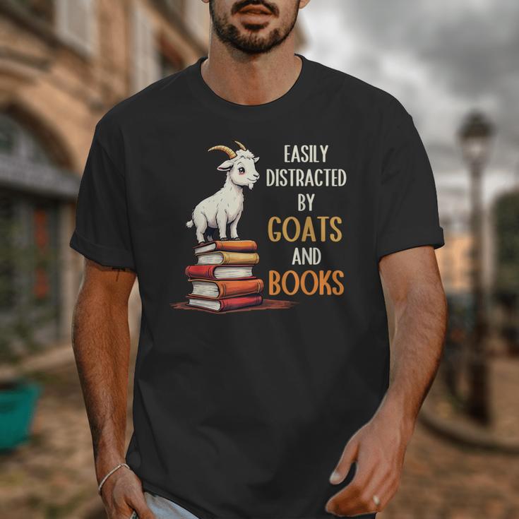 Easily Distracted By Goats And Books Goats And Book Reading Unisex T-Shirt