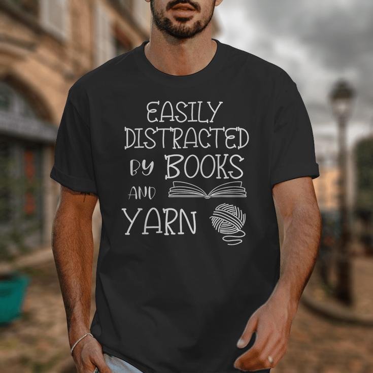 Easily Distracted By Knitting Books And Yarn Quote Reader Unisex T-Shirt