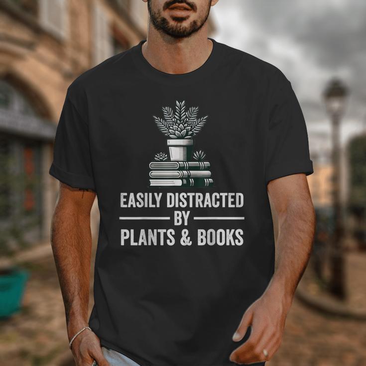 Easily Distracted By Plants & Books Plant Book Lover Unisex T-Shirt