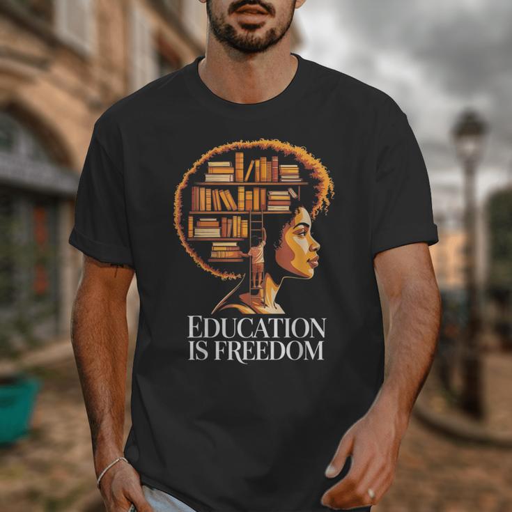 Education Is Freedom Afro Woman Book Illustration Unisex T-Shirt Education Is Freedom Afro Woman Book Illustration Unisex T-Shirt