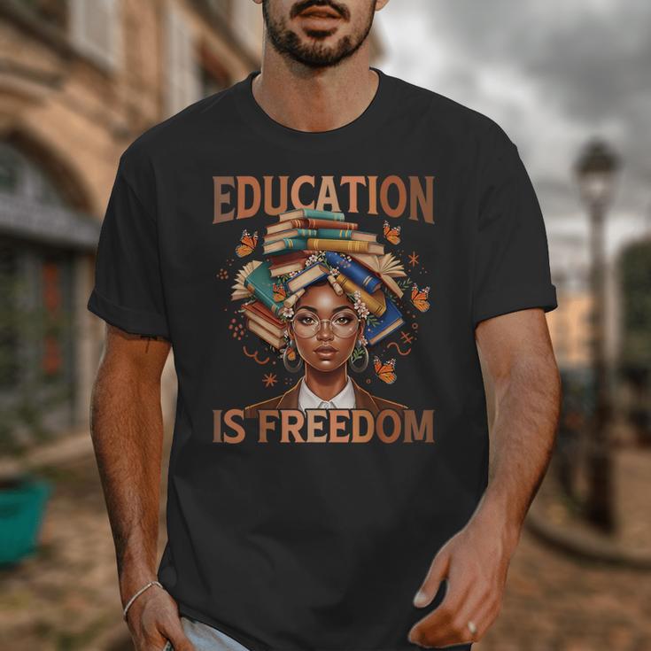 Education Is Freedom Teacher Books Black History Month Unisex T-Shirt