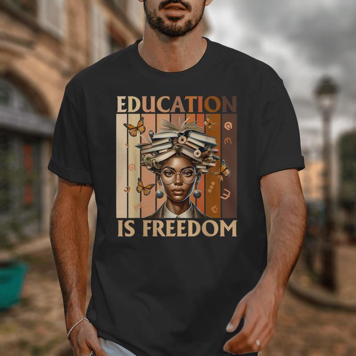 Education Is Freedom Teacher Books Black History Women Unisex T-Shirt