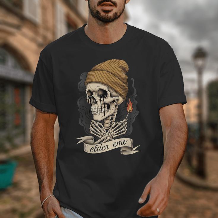 Elder Emo Skeleton Beanie Nostalgia Scene Aesthetic Unisex T-Shirt