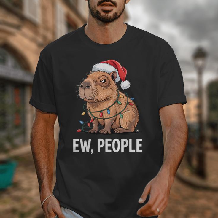 Ew People Capybara Christmas Lights Introvert Humor Unisex T-Shirt