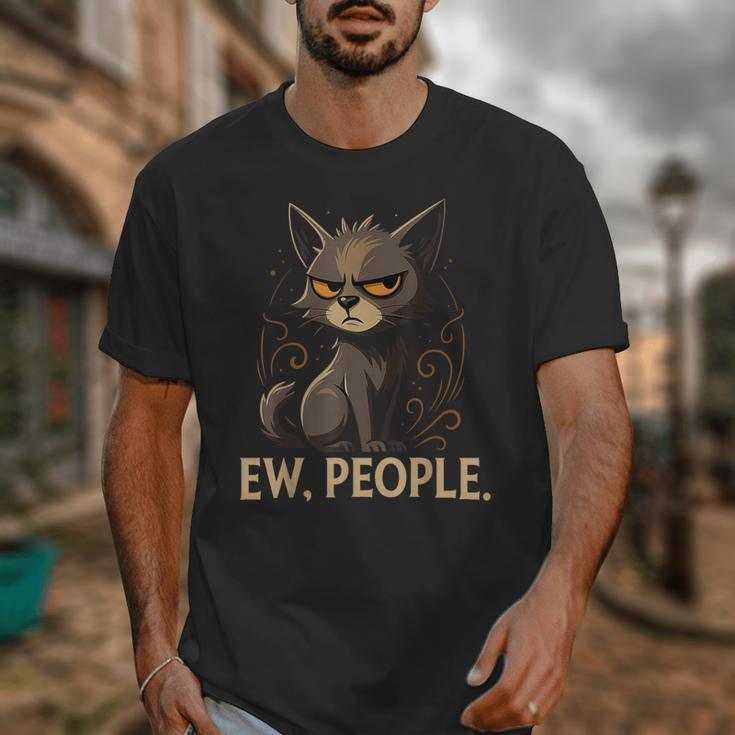 Ew People Moody Cat Sarcastic Introvert Artwork Unisex T-Shirt