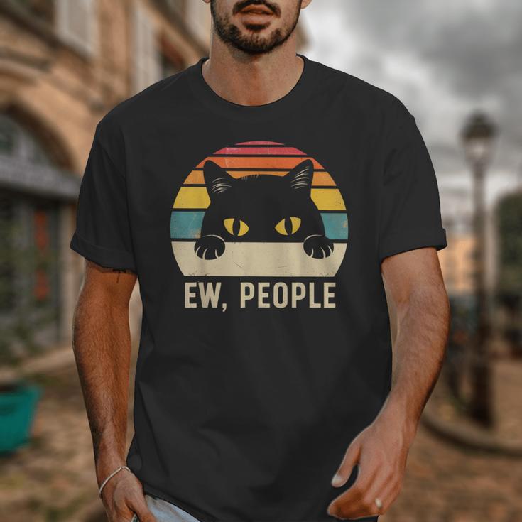 Ew People Retro Cat Vintage Anti-Social Introvert Unisex T-Shirt