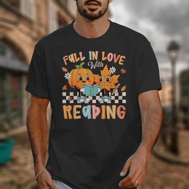 Fall In Love With Reading Thanksgiving Pumpkin Book Lover Unisex T-Shirt Fall In Love With Reading Thanksgiving Pumpkin Book Lover Unisex T-Shirt