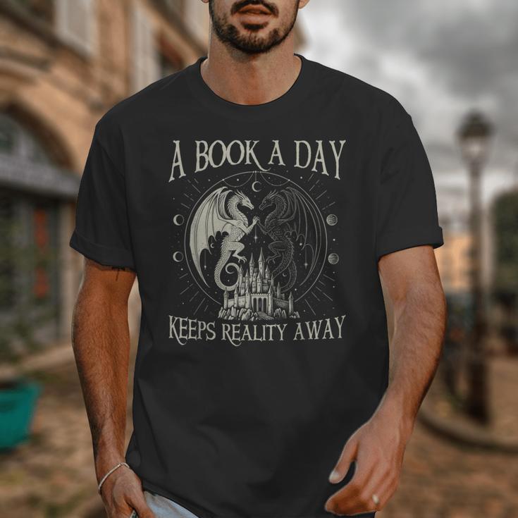 Fantasy Book Club Dragon Reader Book A Day Keep Reality Away Unisex T-Shirt Fantasy Book Club Dragon Reader Book A Day Keep Reality Away Unisex T-Shirt
