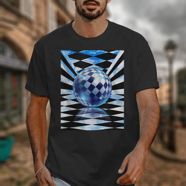 Frutiger Aero Aesthetic Tech Checkered Room Orb Sky Unisex T-Shirt Frutiger Aero Aesthetic Tech Checkered Room Orb Sky Unisex T-Shirt
