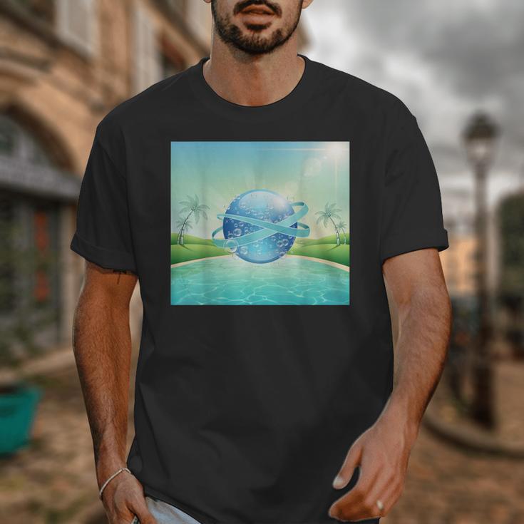 Frutiger Aero Y2k Aesthetic Palm Trees Cyber Beach World Unisex T-Shirt
