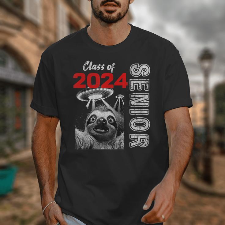 Fun Trendy UFO Sloth Graduation Class Of 2024 Senior Unisex T-Shirt