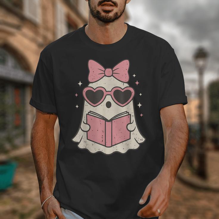 Ghost Reading Book Halloween Cat Lover Unisex T-Shirt Ghost Reading Book Halloween Cat Lover Unisex T-Shirt