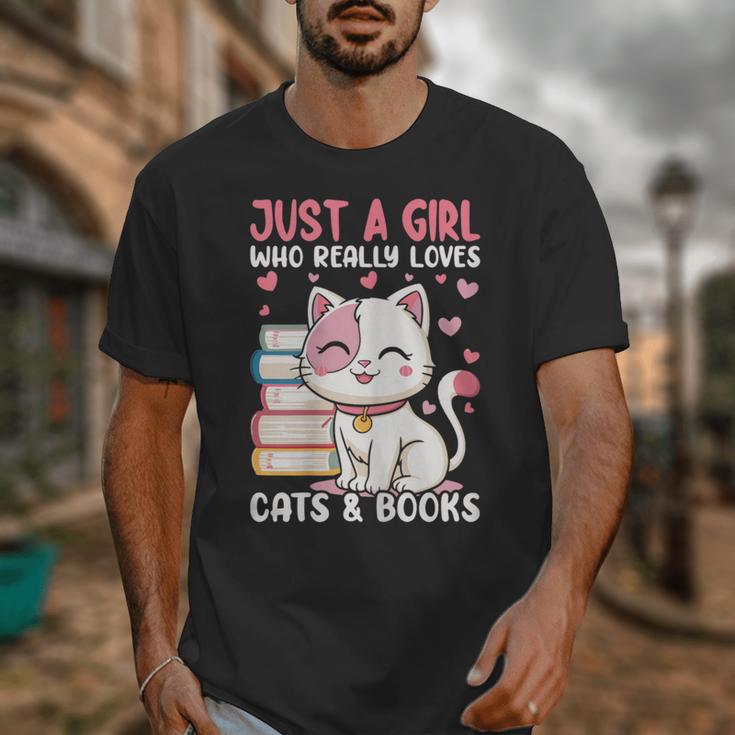 Girl Who Loves Cats And Books Cute Unisex T-Shirt