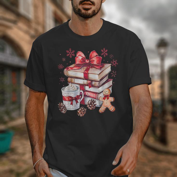 Girly Coquette Gingerbread Books And Hot Cocoa Cozy Season Unisex T-Shirt