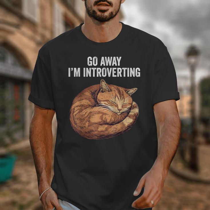 Go Away I'm Introverting Cat Introvert Men Women Girls Kids Unisex T-Shirt