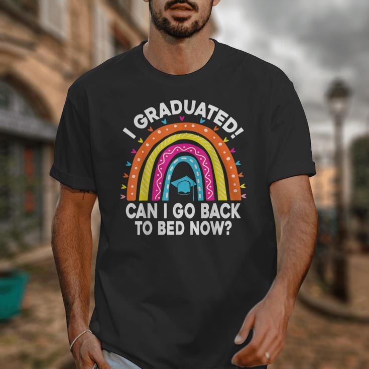 I Graduated Can I Go Back To Bed Now Graduation Hat Rainbow Unisex T-Shirt