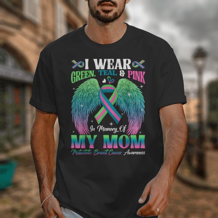 Green Teal Pink In Memory Of My Mom Metastatic Breast Cancer Unisex T-Shirt