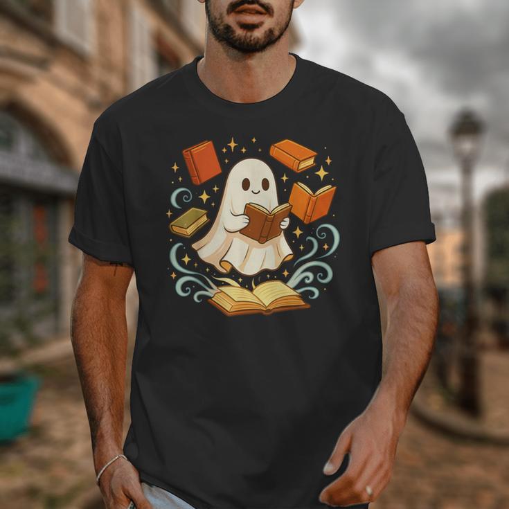 Halloween Cute Ghost Shirt Reading Books Ghost Unisex T-Shirt