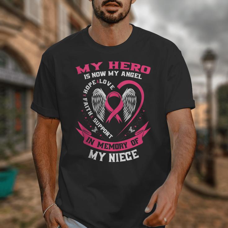 My Hero Is Now My Angel In Memory Of My Niece Breast Cancer Unisex T-Shirt