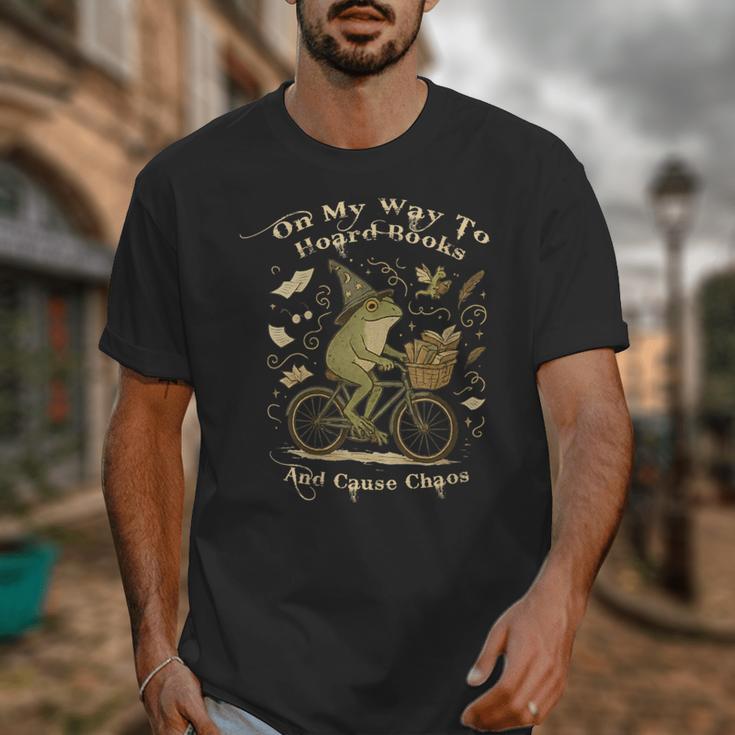 On My Way To Hoard Books And Cause Chaos Tom Foolery Frog Unisex T-Shirt