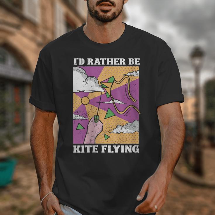 I'd Rather Be Kite Flying Throwback Hobby Memory Kite Unisex T-Shirt